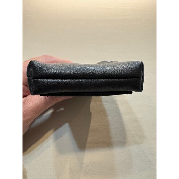 Vintage Black Faux Leather Coin Purse Cigarette Clutch w/ ID & Card Slots - Picture 8 of 10